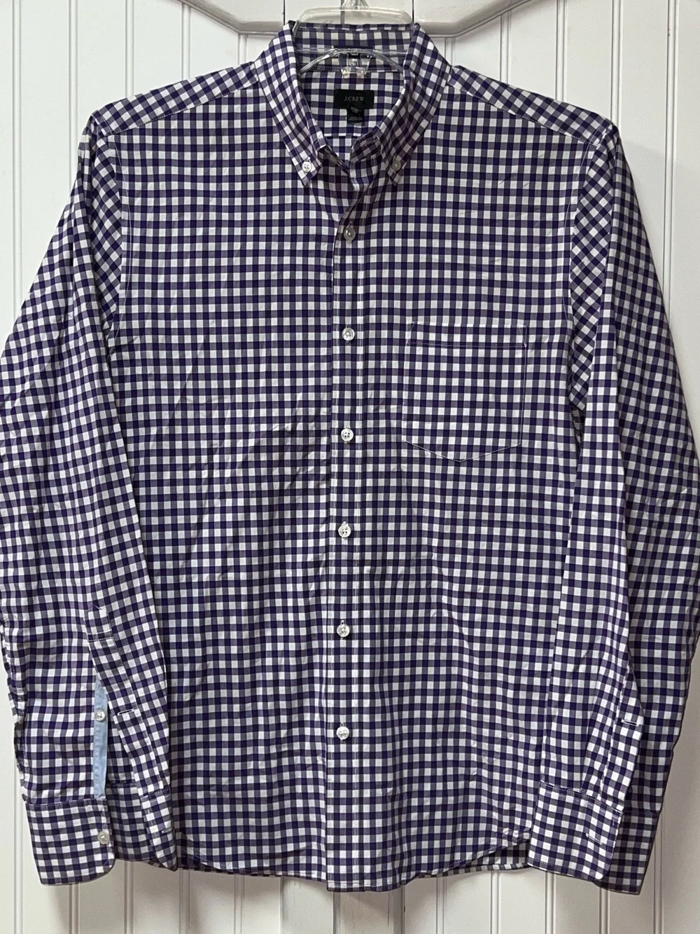 J Crew Purple Gingham Check Oxford Shirt M